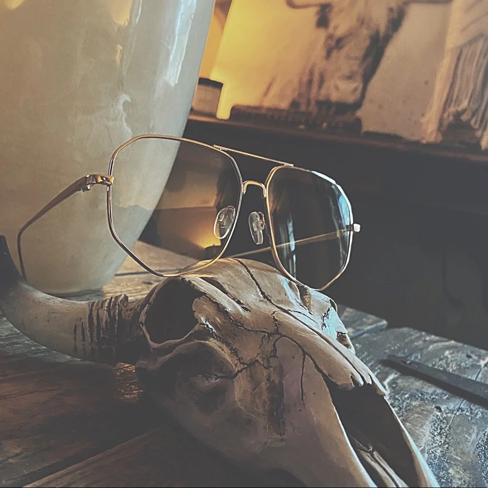 Gold Geometric Wire Glasses - Clear Lens Fashion Accessory NWOT